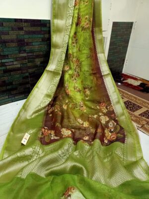 Banarasi Handloom Pure Linen Silk Sarees (10)