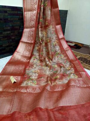 Banarasi Handloom Pure Linen Silk Sarees (12)
