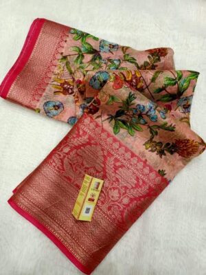 Banarasi Handloom Pure Linen Silk Sarees (14)