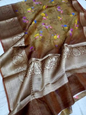 Banarasi Handloom Pure Linen Silk Sarees (18)