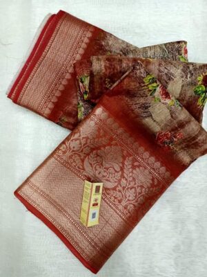 Banarasi Handloom Pure Linen Silk Sarees (2)