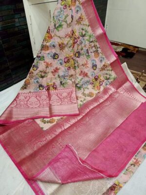 Banarasi Handloom Pure Linen Silk Sarees (23)