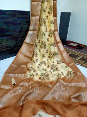 Banarasi Handloom Pure Linen Silk Sarees (25)