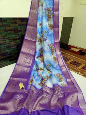 Banarasi Handloom Pure Linen Silk Sarees (26)