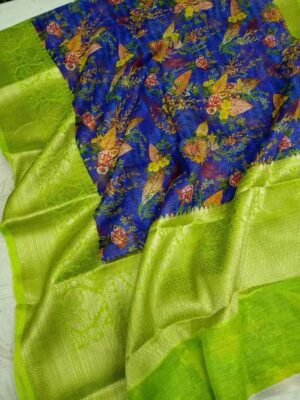 Banarasi Handloom Pure Linen Silk Sarees (6)