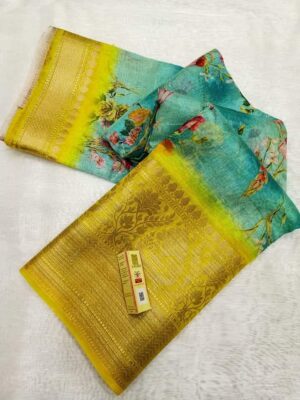 Banarasi Handloom Pure Linen Silk Sarees (8)