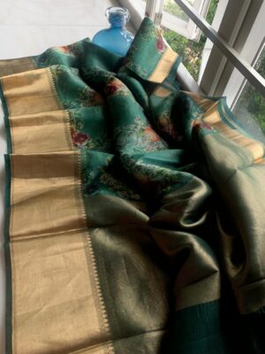 Latest Floral Organza Sarees With Blouse (4)