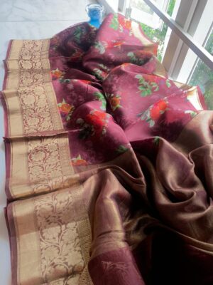 Latest Floral Organza Sarees With Blouse (8)