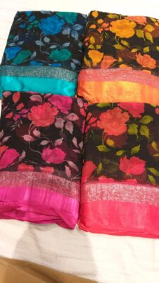 Pure Chiffon Sarees With Printed Design (9)