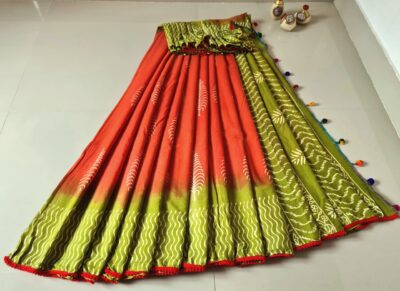Pure Cotton Sarees With Pompom Lace (10)