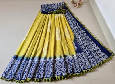 Pure Cotton Sarees With Pompom Lace (13)