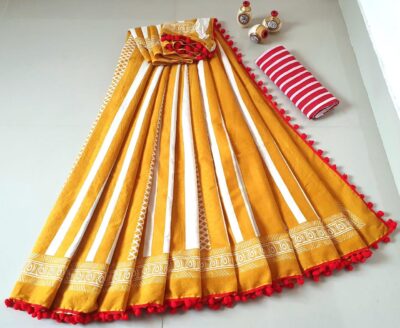 Pure Cotton Sarees With Pompom Lace (15)