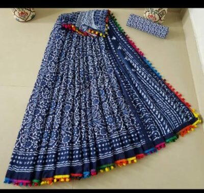 Pure Cotton Sarees With Pompom Lace (17)