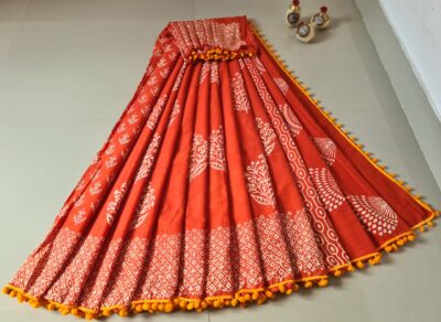 Pure Cotton Sarees With Pompom Lace (19)