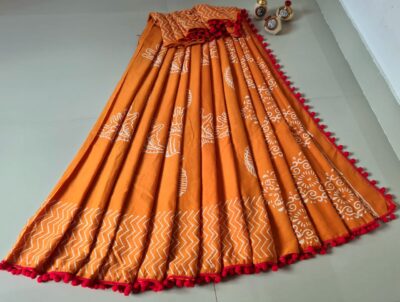 Pure Cotton Sarees With Pompom Lace (9)