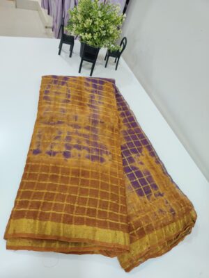 Pure Georgette Checks Sarees With Blouse (21)