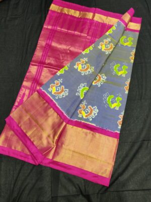 Pure Ikkath Pochampally Silk Sarees With Blouse (1)