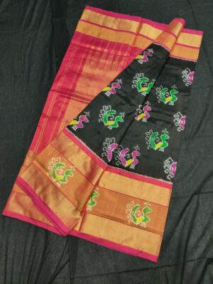 Pure Ikkath Pochampally Silk Sarees With Blouse (10)