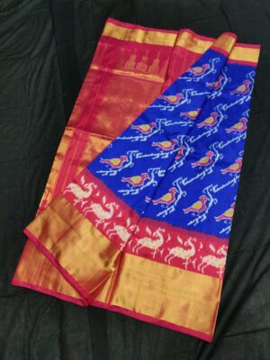 Pure Ikkath Pochampally Silk Sarees With Blouse (20)