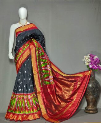 Pure Ikkath Pochampally Silk Sarees With Blouse (22)