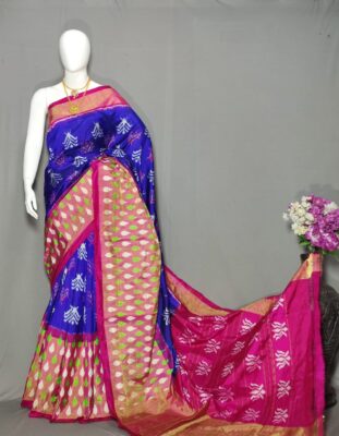 Pure Ikkath Pochampally Silk Sarees With Blouse (26)