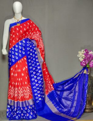 Pure Ikkath Pochampally Silk Sarees With Blouse (4)