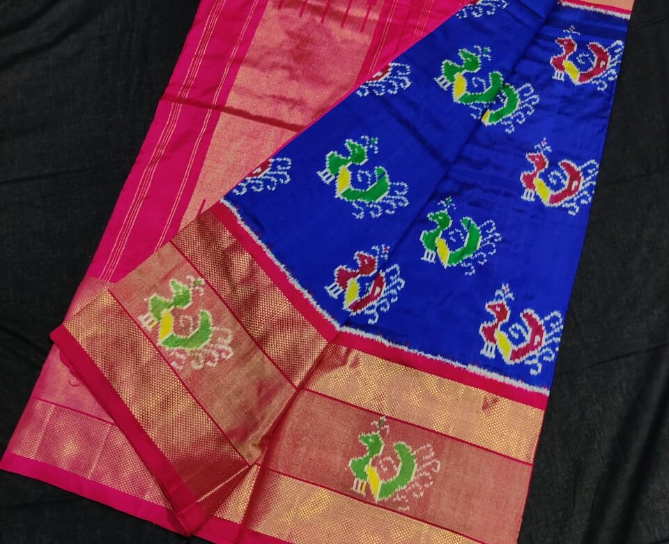 Pure Ikkath Pochampally Silk Sarees With Blouse (5)