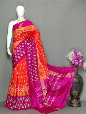 Pure Ikkath Pochampally Silk Sarees With Blouse (9)