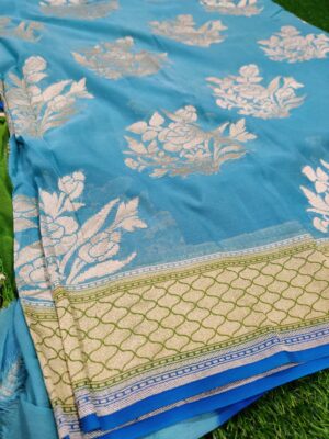 Pure Khaddi Georgette Sarees With Blouse (1)