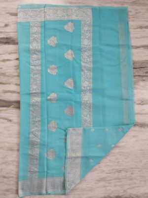 Pure Khaddi Georgette Sarees With Blouse (5)