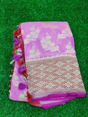 Pure Khaddi Georgette Sarees With Blouse (8)