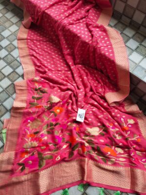 Pure Khaddi Georgette Sarees With Contrast Blouse (6)