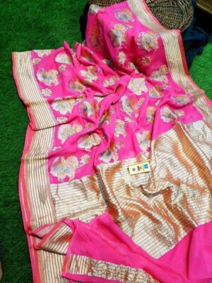 Pure Khaddi Georgette Sarees With Hand Paint (2)