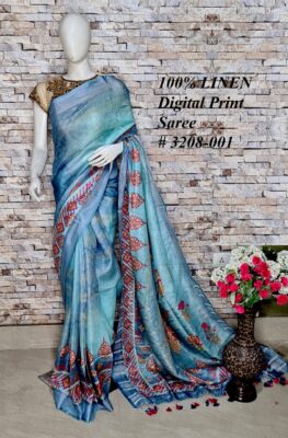 Pure Linen By Linen Printed Sarees (14)
