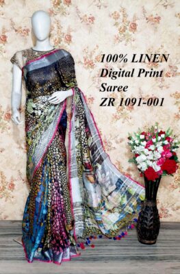 Pure Linen By Linen Printed Sarees (24)
