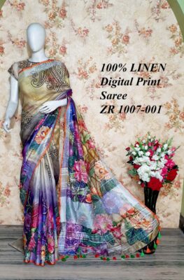 Pure Linen By Linen Printed Sarees (3)