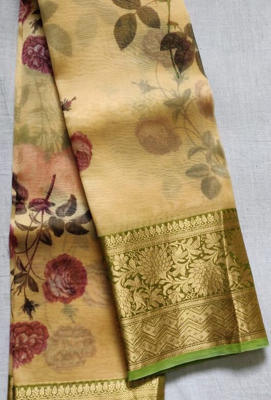 Pure Organza Sarees With Floral Prints (11)