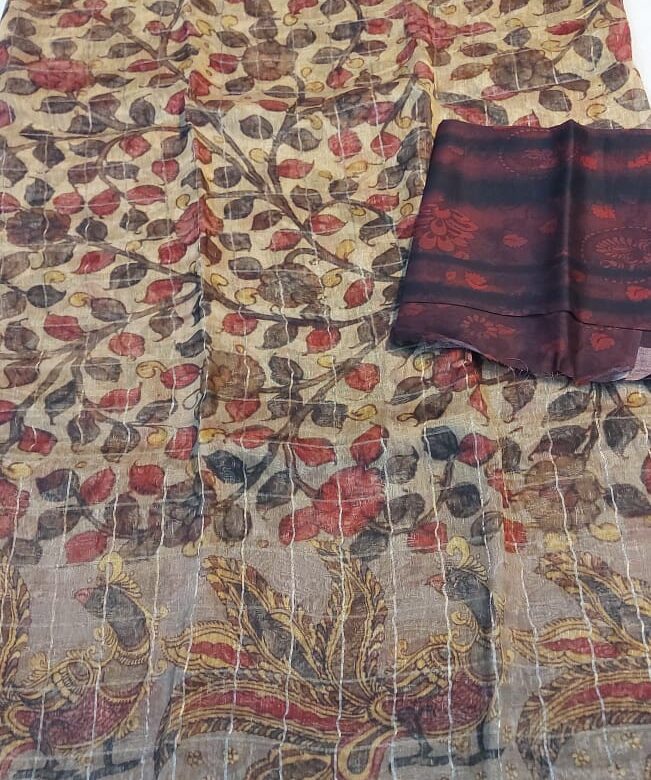Pure Silk Linen With Kalamkari Prints (1)