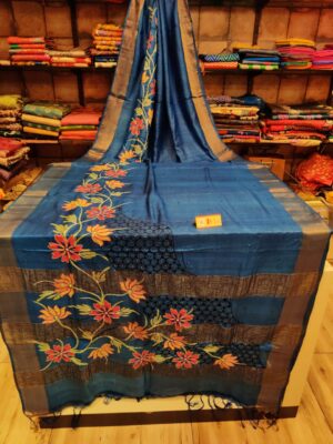 Pure Tussar Silk Sarees With Border (1)