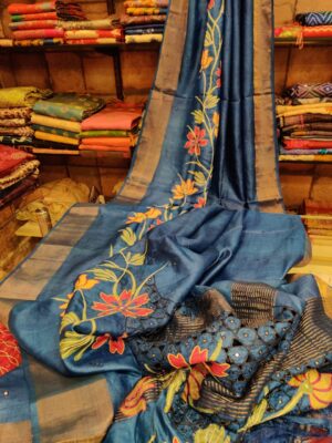 Pure Tussar Silk Sarees With Border (4)