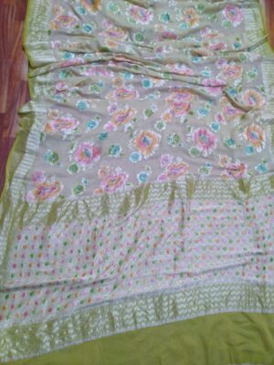 Pure Khadi Georgette Sarees With Hand Paint (13)