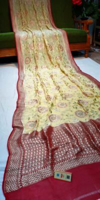 Pure Khadi Georgette Sarees With Hand Paint (28)