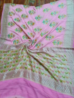 Pure Khadi Georgette Sarees With Hand Paint (4)