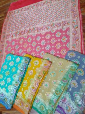 Pure Khadi Georgette Sarees With Hand Paint (6)