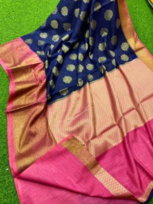 Banarasi Handloom Semi Linen Silk Sarees (1)