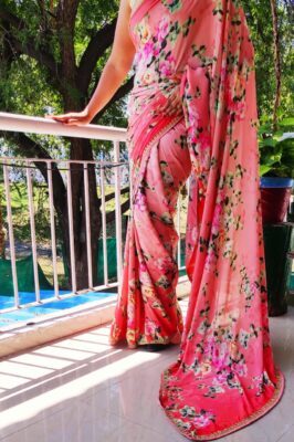Latest Crepe Silk Sarees With Blouse (1)
