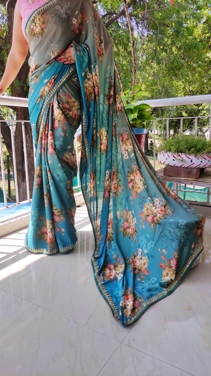 Latest Crepe Silk Sarees With Blouse | siri designers