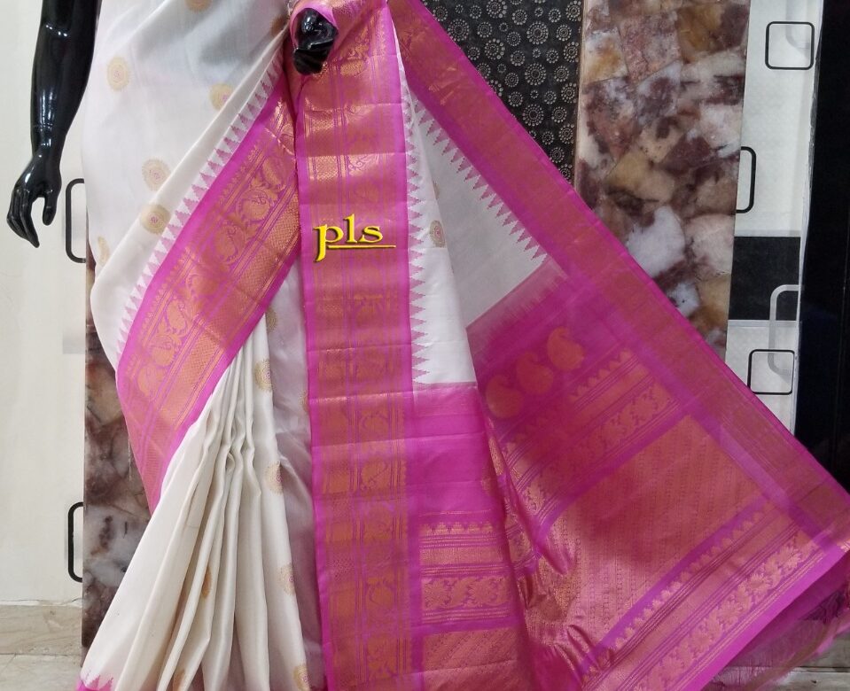 Pure Gadwal Silk With Temple Border (1)