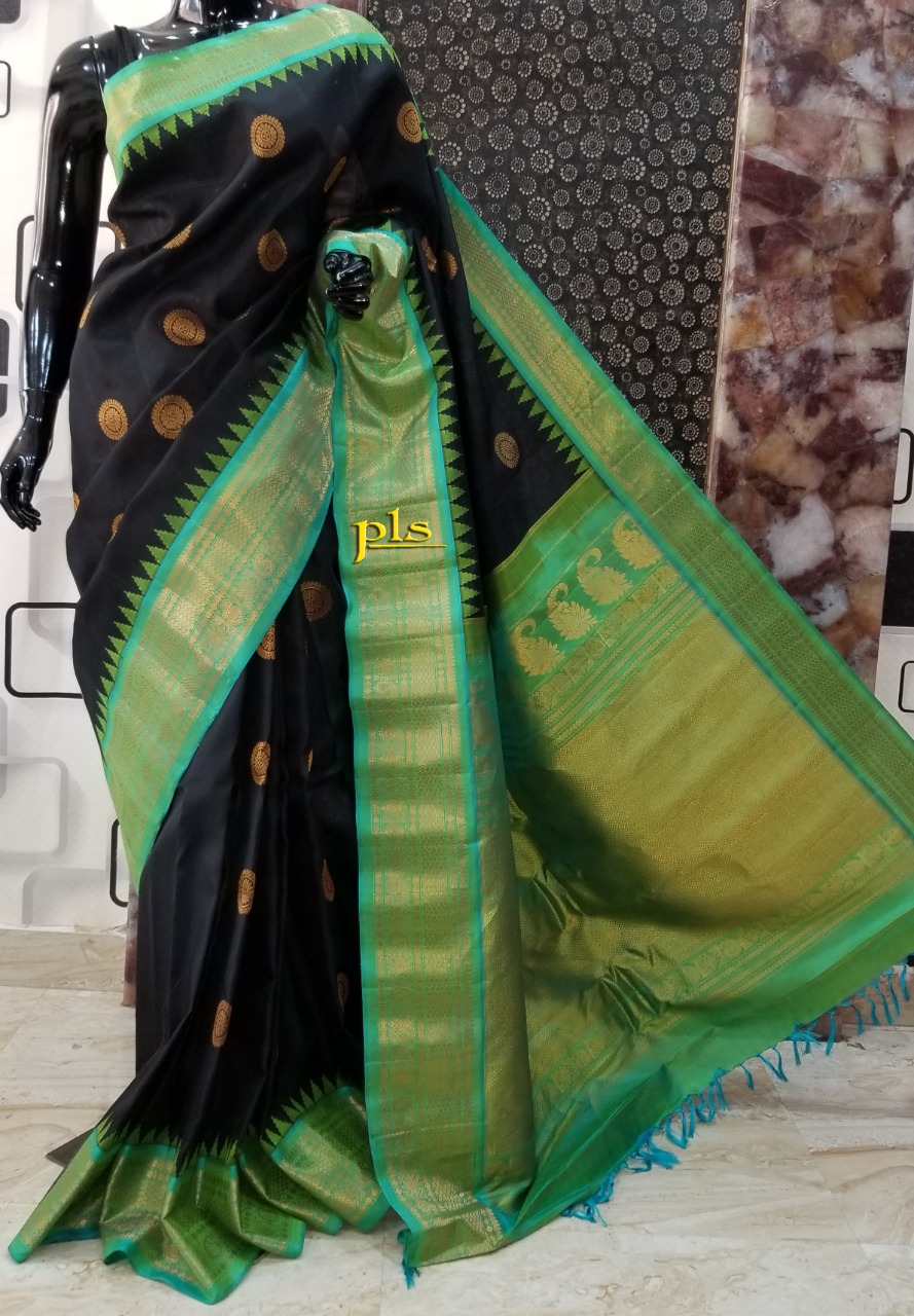 Pure Gadwal Silk With Temple Border | siri designers