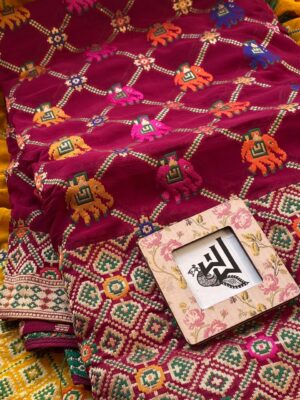 Pure Georgette Patols Weaving Sarees (3)